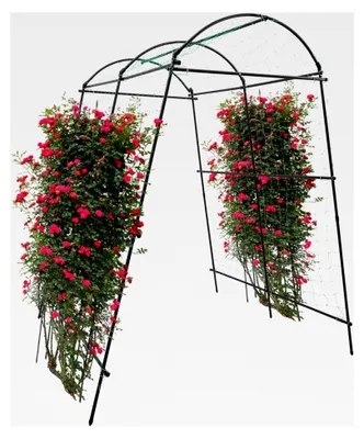 Produktbild von Rosenbogen aus Metall für den Garten, Kletterpflanzen Rankhilfe, Spalier Rankgitter, Tragfähigkeit 35 kg, Verstellbare Basisbreite, Garten- und Hochzeitsdekoration, 115 x 183 x 230 cm