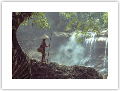 Produktbild von Poster - Poster ohne Rahmen - Asien Junge Wasserfall - 40x30 cm - Wand Bild - Wanddeko - Wandbilder - Kunstposter - Wandposter - Bilder - Kunstdruck - Wanddekoration - Wandbild - P2XAA40x30-4307