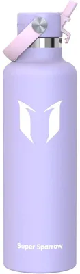 Produktbild von Trinkflasche Edelstahl Thermobecher 1000 ml Lavendel FlipFlow mit Strohhalm BPA-Frei