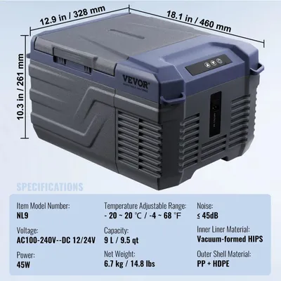 Image de Glacière de voiture de 37 litres - 12/24V et 230V - Glacière à compresseur pour camping et voyages
