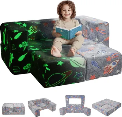 Immagine prodotto di Divano da gioco modulare - mobili da gioco grigi - 100x100x20 cm - camera dei bambini - versatile e salvaspazio