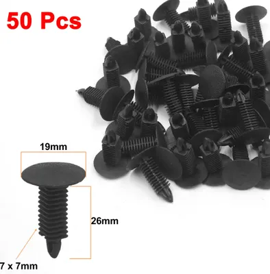 Image de 50Pcs Rivet plastique noir Clips fixation Trou 7mm porte voiture