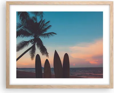Produktbild von Gerahmtes Poster - Rahmen in heller Eiche - Strand Meer Palme - 50x40 cm - Wand Bild - Wanddeko - Wandbilder - Wandposter - Bilderrahmen - Bilder - Kunstdruck - Wandbild - P2NAA50x40-4080