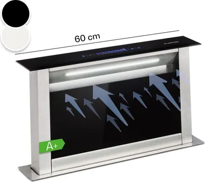 Image de Klarstein Royal Flush Eco Hotte Aspirante 60cm - Cee A++, 576 M³/H, Faible Niveau Sonore 51 dB, Touch-To-Slide, Éclairage Led, Acier Inoxydable & Verre, Hotte Encastrable Plan De Travail