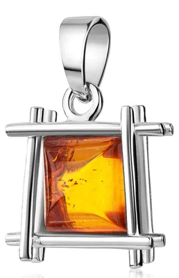 Produktbild von MATERIA by Matthias Wagner Bernstein Anhänger Silber 925 Naturstein orange braun + Schmuckbox KA-50