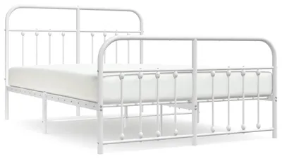 Produktbild von vidaXL Bettgestell mit Kopf- und Fußteil Metall Weiß 140x200 cm