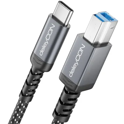 Produktbild von deleyCON 5m USB 3.0 Kabel USB-C auf USB-B 5 Gbit/s - Schwarz