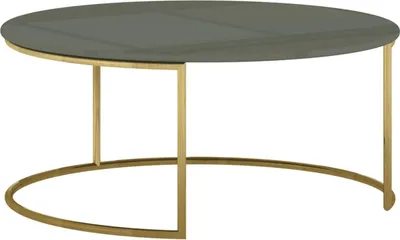 Imagen del producto de Mesa de centro FURNLUX Rose Hill, gris, verde y dorado, 80 cm / Color principal: verde / Dimensiones: 80 x 35 x 80 cm