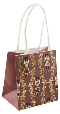 Produktbild von 4 festliche Nussknacker Geschenktüten bordeaux mit Glitzer 10 x 11 x 7 cm -
