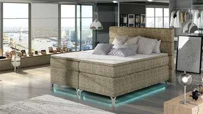 Obrázek produktu pro Manželská postel s osvětlením 180x200 ESTORIA - tmavě béžová