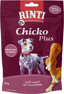 Produktbild von Rinti Chicko Plus Hähnchenschenkel mit Calciumbone 12 x 80 g