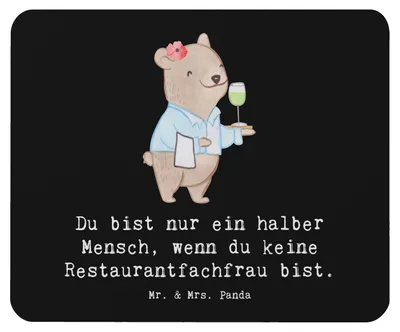 Produktbild von Mr. & Mrs. Panda Mouse Pad Restaurantfachfrau Herz - Schwarz - Geschenk, Mauspad, Lustig, Restaurant, laptop mousepad, Ausbildung, pc mausunterlage, Spruch
