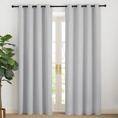 Obrázek produktu pro Zatemňovací závěsy, termoizolační, světle šedé barvy, 2 kusy, rozměry 220 x 140 cm, vhodné do obývacího pokoje a ložnice
