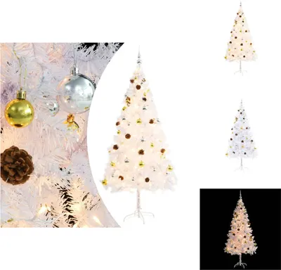 Produktbild von vidaXL Künstlicher Weihnachtsbaum mit Beleuchtung & Kugeln Weiß 180 cm -  Weihnachtsbäume