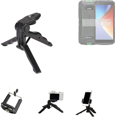 Produktbild von K-S-Trade Stativ Tisch-Ständer Dreibein Handy-Stativ Ständer kompatibel mit Doogee S41 Plus Mini-Stativ Smartphone Tripod Handy-Stativ aus Plastik