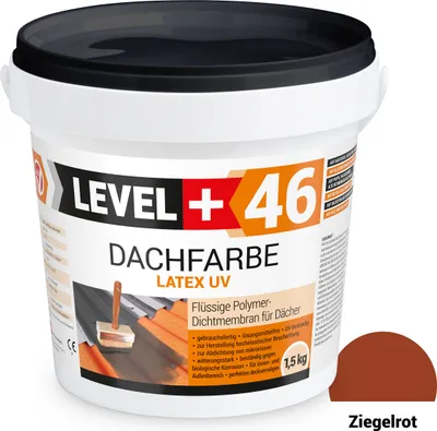 Produktbild von Dachfarbe elastische Sockelfarbe Dachlack UV-beständig Super Flex 1,5Kg Ziegelrot LEVEL+ RM46