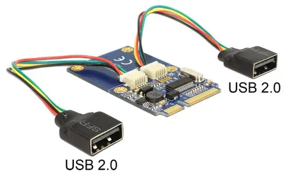 Produktbild von DeLOCK 95242, Mini PCI Express, USB 2.0, 0,48 Gbit/s, Windows 7 Enterprise, Windows 7 Enterprise x64, Windows 7 Home Basic, Windows 7 Home Basic x64,..., USB