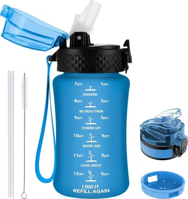 Immagine prodotto di biberon per bambini da 350 ml con indicatore del tempo e cannuccia, senza BPA, per bambine, verde/rosa