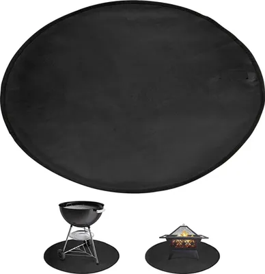 Produktbild von Feuerfeste Matte, 91cm Rund Feuerschale Unterlage BBQ Grillmatte, 3 Schicht Feuerresistent Pad, Glasfaser Aluminiumfolie Hitzeschutzmatte