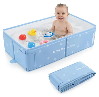 Productafbeelding van Opvouwbare babybadkuip, voor badkamer, voor baby's van 6 maanden tot 6 jaar, met temperatuursticker