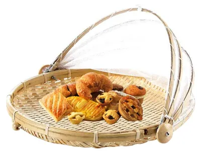 Image de Panier de pique-nique en bambou, tressé à la main, pour la maison et l'extérieur, taille M