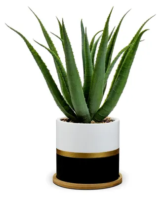 Produktbild von Kunstpflanze im Topf - Künstliche Aloe Vera im Keramiktopf für Wohnräume
