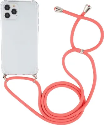Produktbild von Mobigear Lanyard iPhone 12 Pro Max Flexibles TPU Handykette - Transparent / Rot