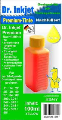 Produktbild von HR56Y - yellow - Dr.Inkjet Premium Nachfülltinte in 100ml