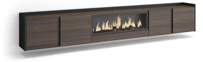 Produktbild von TV-Möbel Holzeffekt eiche schwarz 315x35x50cm Kamin mit Feuereffekt