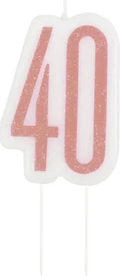 Produktbild von Kuchen Kerze Urban Apricot Glitzer zum 40. Geburtstag