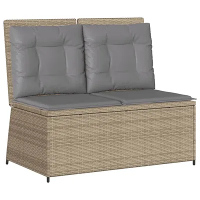Produktbild von vidaXL Gartenbank Verstellbar mit Kissen Beige Poly Rattan