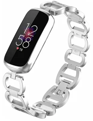 Produktbild von Kompatibel mit Fitbit Luxe Armbändern, Damen-Ersatzarmband aus Metall mit Kette für Fitbit Luxe Special Edition Fitness- und Wellness-Tracker-Zubehör (Silber), Silber
