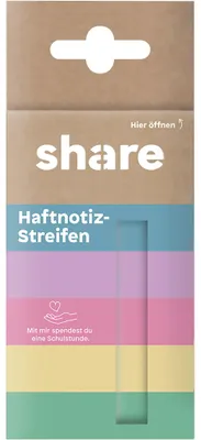 Produktbild von share Haftnotizstreifen 50 x 15 mm 5x40 Blatt 5 Farben