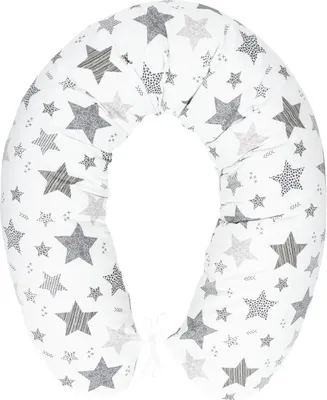 Produktbild von Amilian Stillkissen mit Füllung für Baby Schwangerschaftskissen Baumwolle inkl. Bezug Größe 170cm Pregnancy Pillow; Sternschnuppe Grau