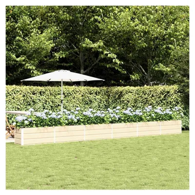 Produktbild von Blumenkästen, elfenbeinfarben, 480 x 50 x 45 cm, verzinkter Stahl, Hochbeet, Pflanzkübel für Blumen, Sukkulenten, Terrasse, Balkon