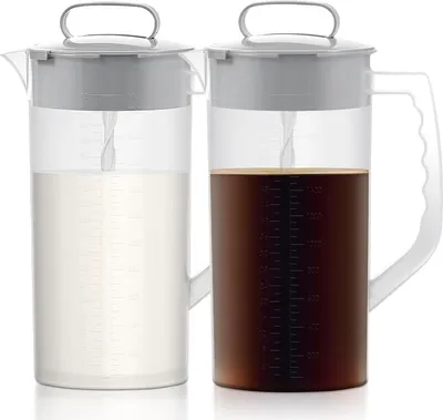 Produktbild von 2 Stück Mixkrug, 2000 ml Muttermilchkrug aus Kunststoff, Auslaufsicherer Getränkemischkrug für Säuglingsnahrung und Getränke