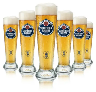 Produktbild von 6x Schneider Weisse Weißbiergläser 0,5l – geeicht, für Hefeweizen, Gastronomie