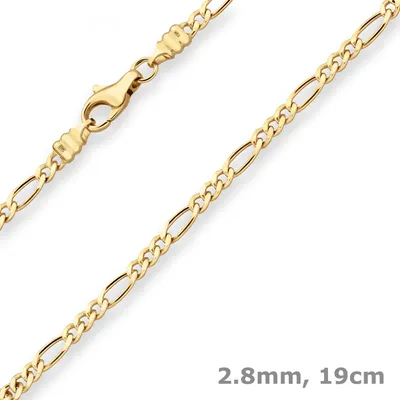 Produktbild von 2,8mm Armband Figarokette diamantiert Armschmuck aus 750 Gold Gelbgold 19cm