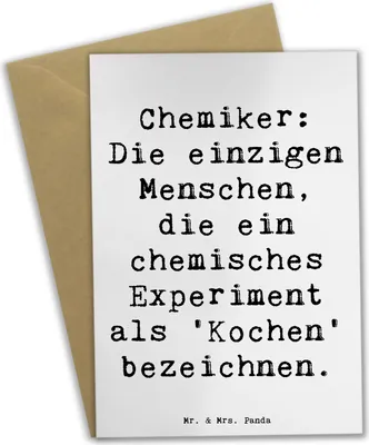 Produktbild von Mr. & Mrs. Panda Glückwunschkarte Spruch Chemiker Koch - Weiß - Geschenk, Kochen, Grußkarte, handgefertigte Geschenke, Berufe, Begeisterung, einzigartig, weihnachtskarten