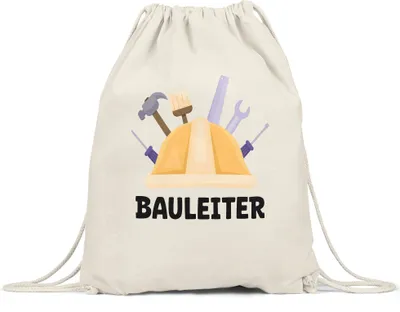 Produktbild von Bauleiter Turnbeutel Gymsack Bau Bauherr Werkzeug Gebäude Baustelle Arbeit Auftrag Job Bauarbeiter Mitarbeiter Bauleitung