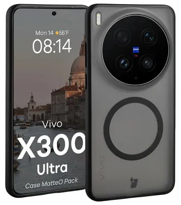 Produktbild von Schutzhülle mit Magnetring + gehärtetem Glas Bizon MatteO Pack für Vivo X300 Ultra, Getönt-Schwarz