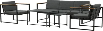 Produktbild von home24 Loungeset - Schwarz - Stahl - 188 x 67 x 80 cm
