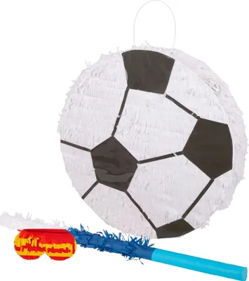Produktbild von Fax Potato 3-teiliges Fußball-Pinata-Set mit Stock und Augenbinde – blauer Stock