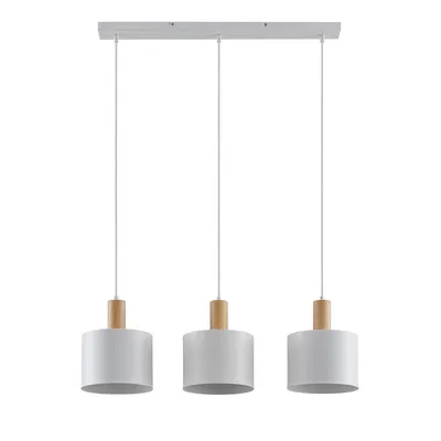 Produktbild von Lindby Hängeleuchte Kadir, 73 cm, 3-flammig, weiß, Holz