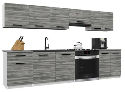 Immagine prodotto di Belini - Angolo cottura moderno ITALIA 2 - Mobili da cucina 240 cm Grigio Glamour - Cucina componibile con pensili, mobili base e piani di lavoro