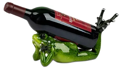 Produktbild von Flaschenhalter Frosch liegend L. 26cm grün handbemalt Kunststein Formano