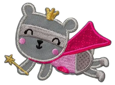 Obrázek produktu pro Superheroine Teddy - nášivka, nažehlovací nášivka, nažehlovací aplikace, nášivky, k nažehlení, velikost: 8,0 x 5,7 cm