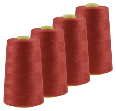 Produktbild von 4 x 4572m Qualitäts Overlock-Garn  Overlock Nähgarn Farben 621 - 660, Farbe:A631 rotorange