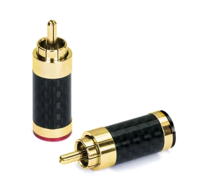 Immagine prodotto di Set di connettori RCA maschio Dynavox Carbon - Placcati in oro - Rosso/Nero