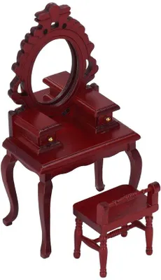 Productafbeelding van Miniatuur berkenhouten bureau - 1:12 - Slaapkamer - Hout - Wit - Ideaal voor fantasiespellen - Decoratie